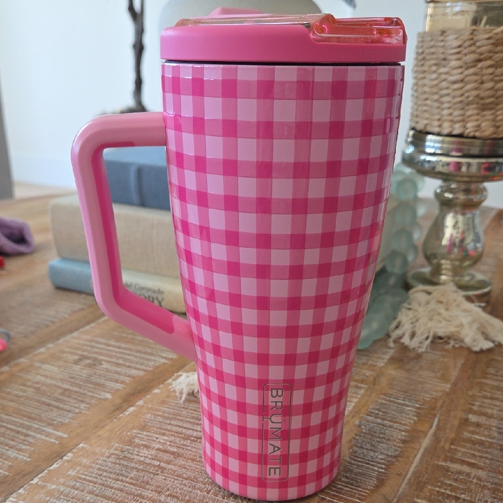 Brumate Pink Gingham Travel Mug